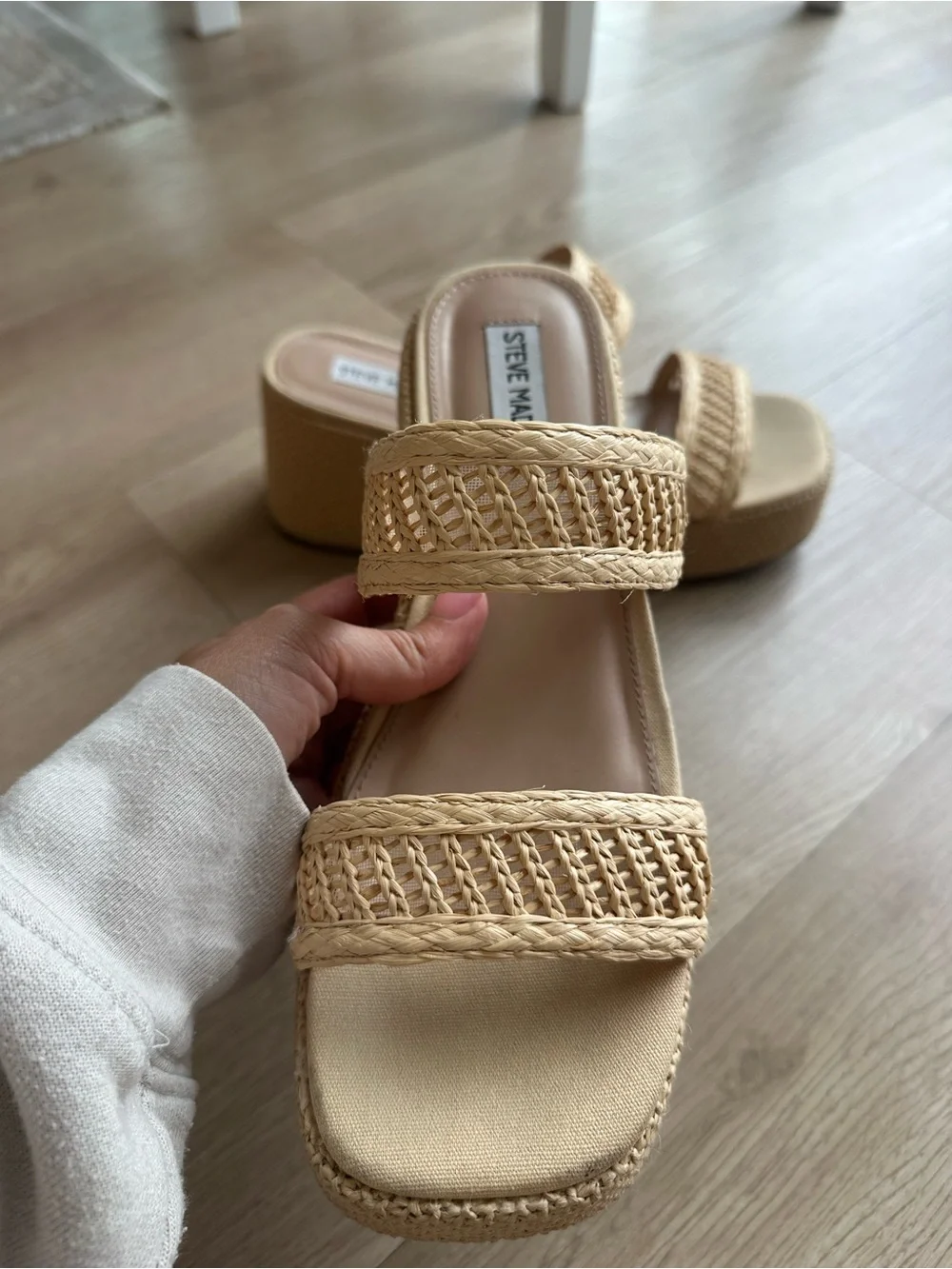 Steve Madden Neutral Woven Platform Sandals